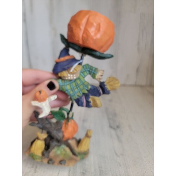 Folk art scarecrow pumpkin tealight‎ holder Halloween decor - Picture 6 of 8